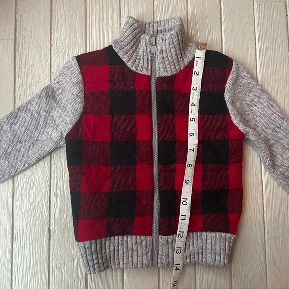 Cat and Jack Red Plaid Lined Sweater Size 18 Months - Picture 6 of 6